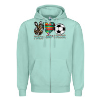 Seafoam peace love soccer Zipper Hoodie - CowhideDigitalArt