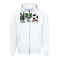 White peace love soccer Zipper Hoodie - CowhideDigitalArt