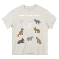 Cream Wolves Of The World Educational Wolf Gift Heavy Core Tee - trangStudio