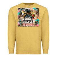 Antique Gold teacher messy bun tumbler Premium Sweatshirt - BarkalooDesign