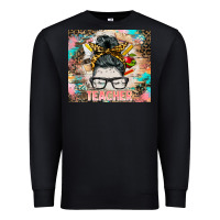 Black teacher messy bun tumbler Premium Sweatshirt - BarkalooDesign