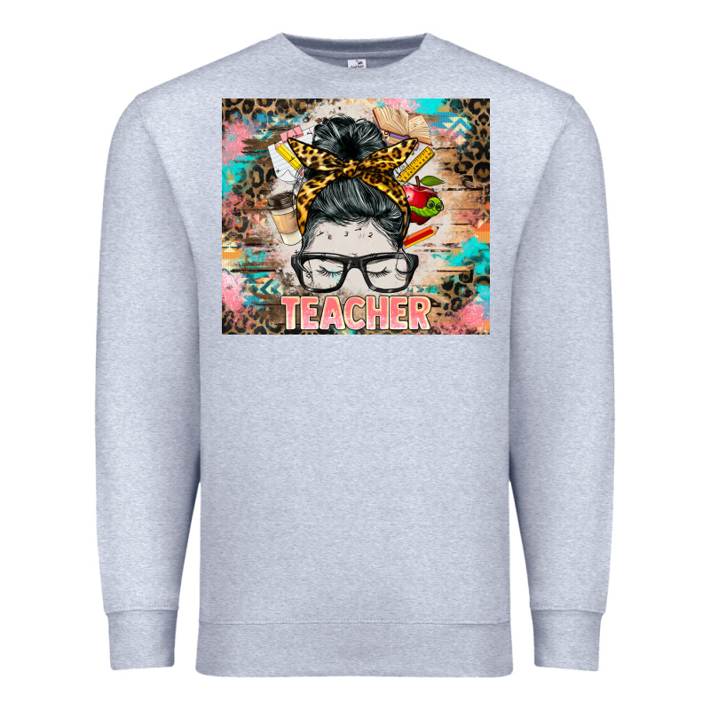 Teacher Messy Bun Tumbler Premium Sweatshirt by BarkalooDesign | Teevron