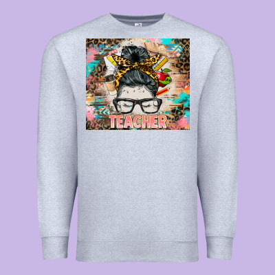 Teacher Messy Bun Tumbler Premium Sweatshirt Designed By Barkaloodesign