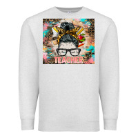 Oatmeal Heather teacher messy bun tumbler Premium Sweatshirt - BarkalooDesign