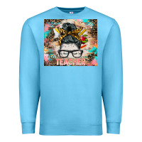 Ocean Blue teacher messy bun tumbler Premium Sweatshirt - BarkalooDesign