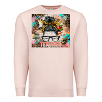 Pale Pink teacher messy bun tumbler Premium Sweatshirt - BarkalooDesign