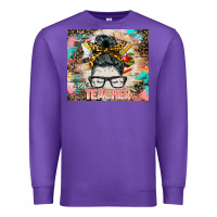 Purple teacher messy bun tumbler Premium Sweatshirt - BarkalooDesign