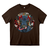 Chocolate Brown Black Angus Calf Christmas Heavy Core Tee - RanaPortraitStore
