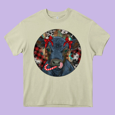 Black Angus Calf Christmas Heavy Core Tee Designed By Ranaportraitstore