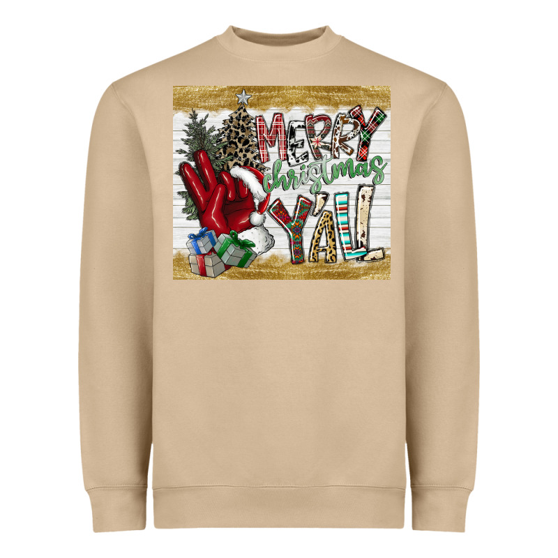 Merry Christmas Y'all Heavyweight Sweatshirt by CowhideDigitalArt | Teevron