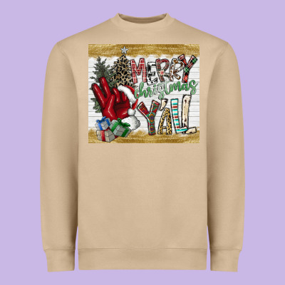 Merry Christmas Y'all Heavyweight Sweatshirt Designed By Cowhidedigitalart