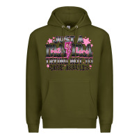 Army Green Just a Mama Out Here Trying Not To Raise Assholes Premium Hoodie - CowhideDigitalArt