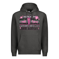 Charcoal Heather Just a Mama Out Here Trying Not To Raise Assholes Premium Hoodie - CowhideDigitalArt
