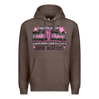 Coffee Just a Mama Out Here Trying Not To Raise Assholes Premium Hoodie - CowhideDigitalArt