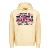 Pina Colada Just a Mama Out Here Trying Not To Raise Assholes Premium Hoodie - CowhideDigitalArt