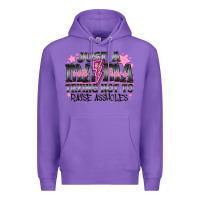 Purple Just a Mama Out Here Trying Not To Raise Assholes Premium Hoodie - CowhideDigitalArt