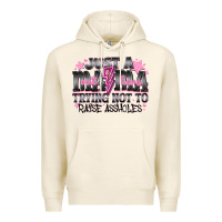 Tofu Just a Mama Out Here Trying Not To Raise Assholes Premium Hoodie - CowhideDigitalArt