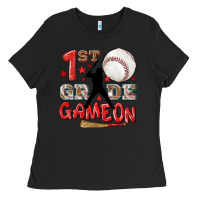 Black back to school 1st baseball game on Ladies Tee - NancyCooperArtShop