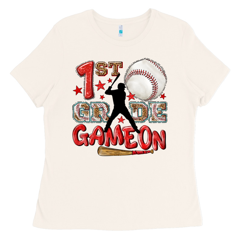 Back To School 1st Baseball Game On Ladies Tee by NancyCooperArtShop | Teevron
