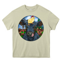 Mossy Black Angus Cattle with Santa Chick Christmas Heavy Core Tee - RanaPortraitStore