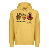 Antique Gold Peace Love Lady Of Guadalupe Premium Hoodie - RanaPortraitStore