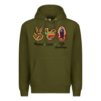 Army Green Peace Love Lady Of Guadalupe Premium Hoodie - RanaPortraitStore