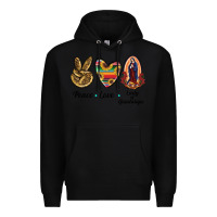 Black Peace Love Lady Of Guadalupe Premium Hoodie - RanaPortraitStore