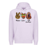 Lilac Peace Love Lady Of Guadalupe Premium Hoodie - RanaPortraitStore