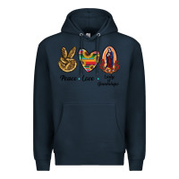 Navy Peace Love Lady Of Guadalupe Premium Hoodie - RanaPortraitStore