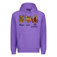 Purple Peace Love Lady Of Guadalupe Premium Hoodie - RanaPortraitStore