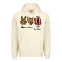 Sandshell Peace Love Lady Of Guadalupe Premium Hoodie - RanaPortraitStore