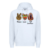White Peace Love Lady Of Guadalupe Premium Hoodie - RanaPortraitStore