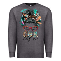 Charcoal Heather nurse cna life messy bun Premium Sweatshirt - BarkalooDesign