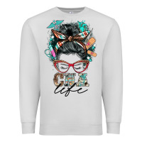 Dove Grey nurse cna life messy bun Premium Sweatshirt - BarkalooDesign