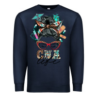 Navy nurse cna life messy bun Premium Sweatshirt - BarkalooDesign