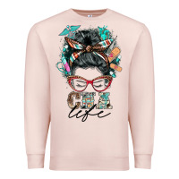 Pale Pink nurse cna life messy bun Premium Sweatshirt - BarkalooDesign