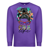 Purple nurse cna life messy bun Premium Sweatshirt - BarkalooDesign