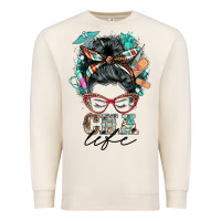Sandshell nurse cna life messy bun Premium Sweatshirt - BarkalooDesign