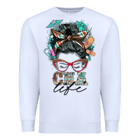 White nurse cna life messy bun Premium Sweatshirt - BarkalooDesign