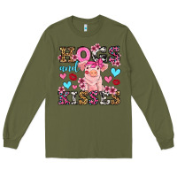 Army Green hogs and kisses pig  olivia Long Sleeve Tee - OliviaCreatesArt