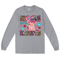 Heather Grey hogs and kisses pig  olivia Long Sleeve Tee - OliviaCreatesArt
