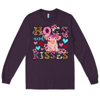 Plum hogs and kisses pig  olivia Long Sleeve Tee - OliviaCreatesArt