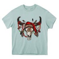 Arona Western Christmas Bull Skull Heavy Core Tee - RanaPortraitStore