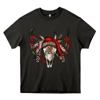Asphalt Western Christmas Bull Skull Heavy Core Tee - RanaPortraitStore