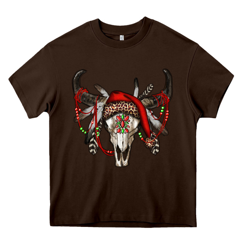 Western Christmas Bull Skull Heavy Core Tee by RanaPortraitStore | Teevron