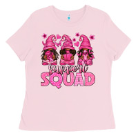 Bubblegum Pink breast cancer afro gnomies support squad Ladies Tee - texasbilliewilder