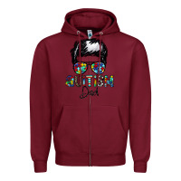 Burgundy autism dad Zipper Hoodie - CowhideDigitalArt