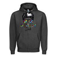 Charcoal Heather autism dad Zipper Hoodie - CowhideDigitalArt