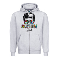 Heather Grey autism dad Zipper Hoodie - CowhideDigitalArt