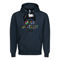 Navy autism dad Zipper Hoodie - CowhideDigitalArt